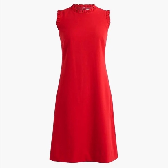 J. Crew Dresses & Skirts - 555 j crew bo460 Ruffleneck red suit dress size P6